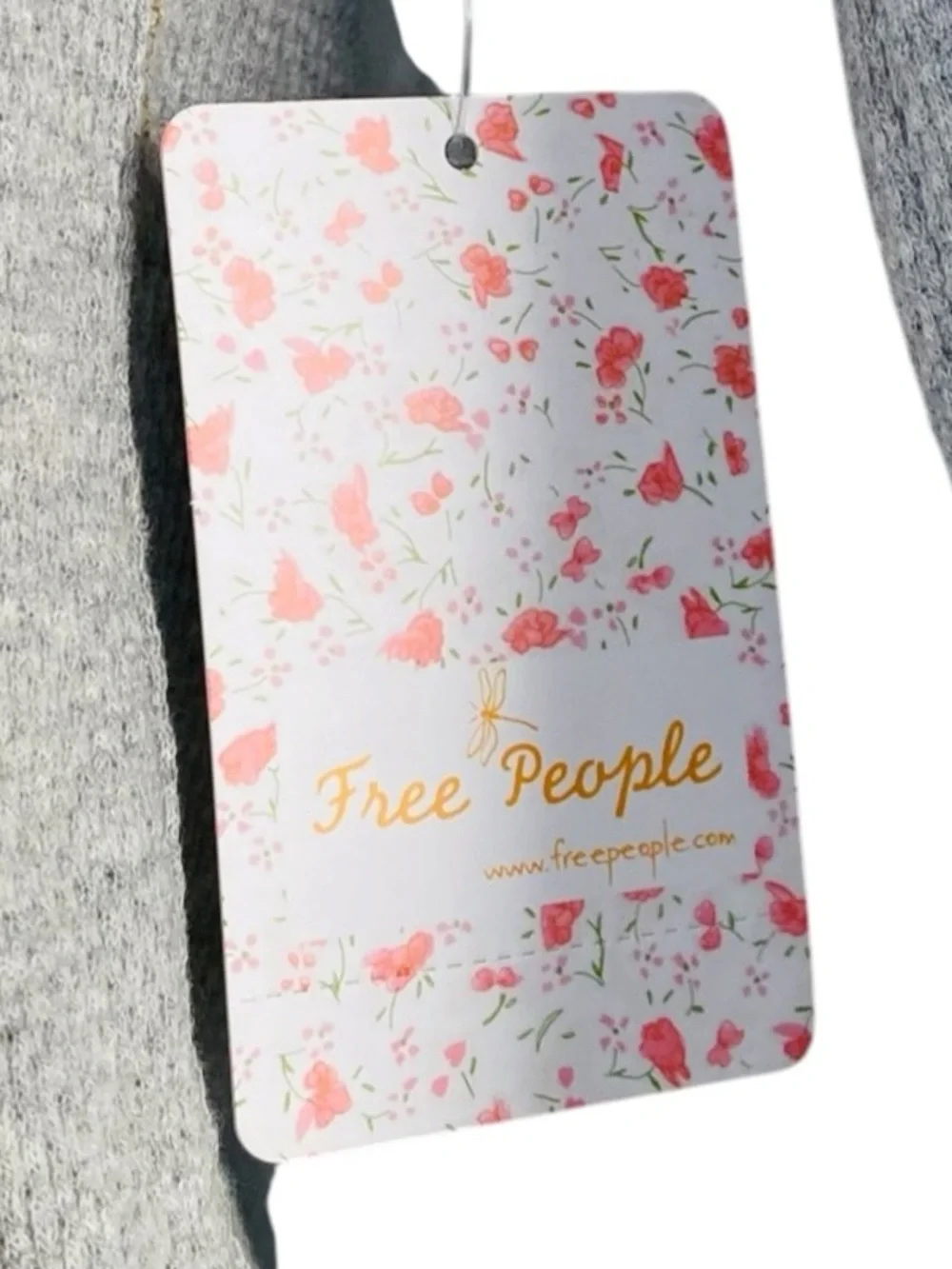 Free People Grey In The Mix Jacquard Cuff Long Sleeve Top Size S